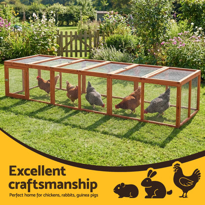 i.Pet Chicken Coop Wooden Pet Run Rabbit Hutch Large Outdoor Cage with Play Area Brown - view 4