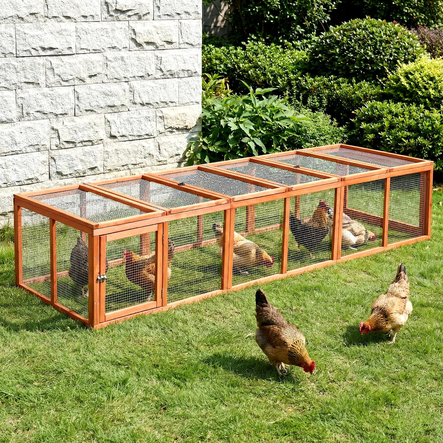 i.Pet Chicken Coop Wooden Pet Run Rabbit Hutch Large Outdoor Cage with Play Area Brown - view 8