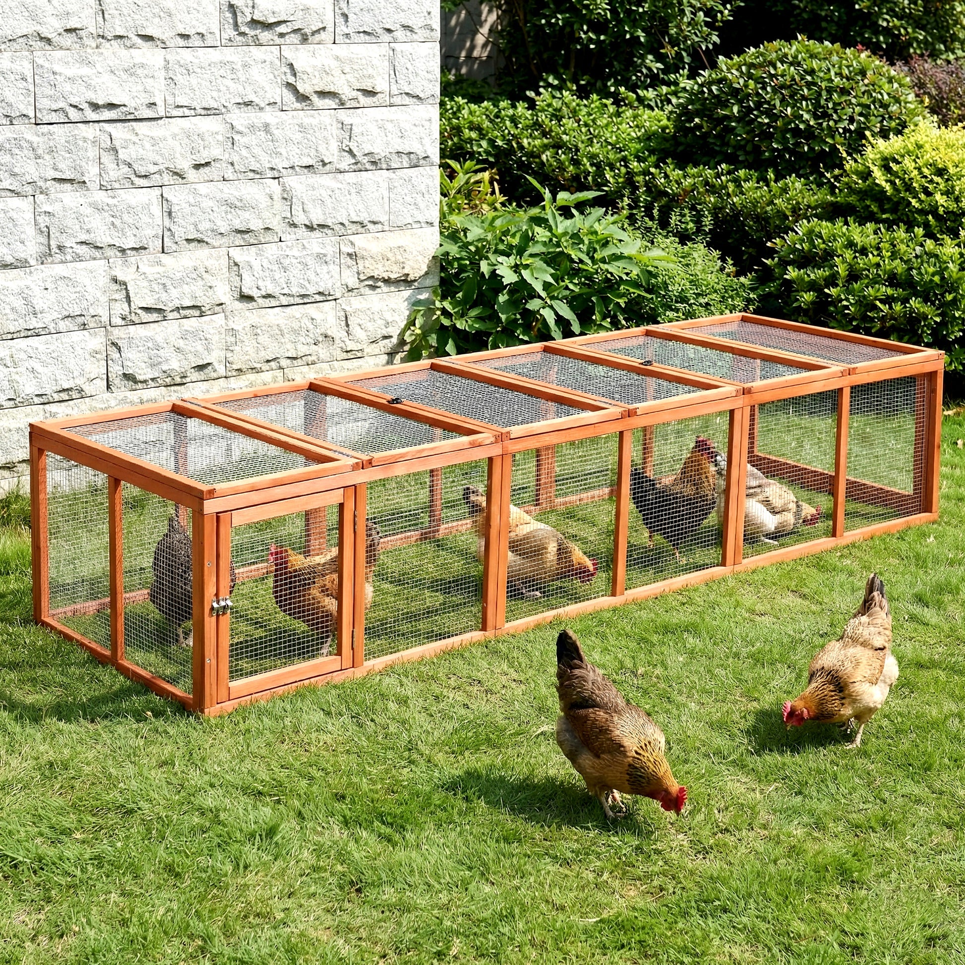 i.Pet Chicken Coop Wooden Pet Run Rabbit Hutch Large Outdoor Cage with Play Area Brown - view 8