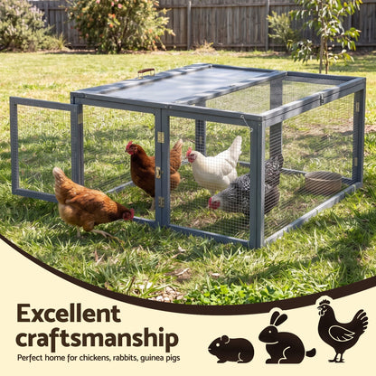 i.Pet Chicken Coop Large Portable Wooden Rabbit Run Cage Hutch Outdoor Folding Hen House 110cm - view 4