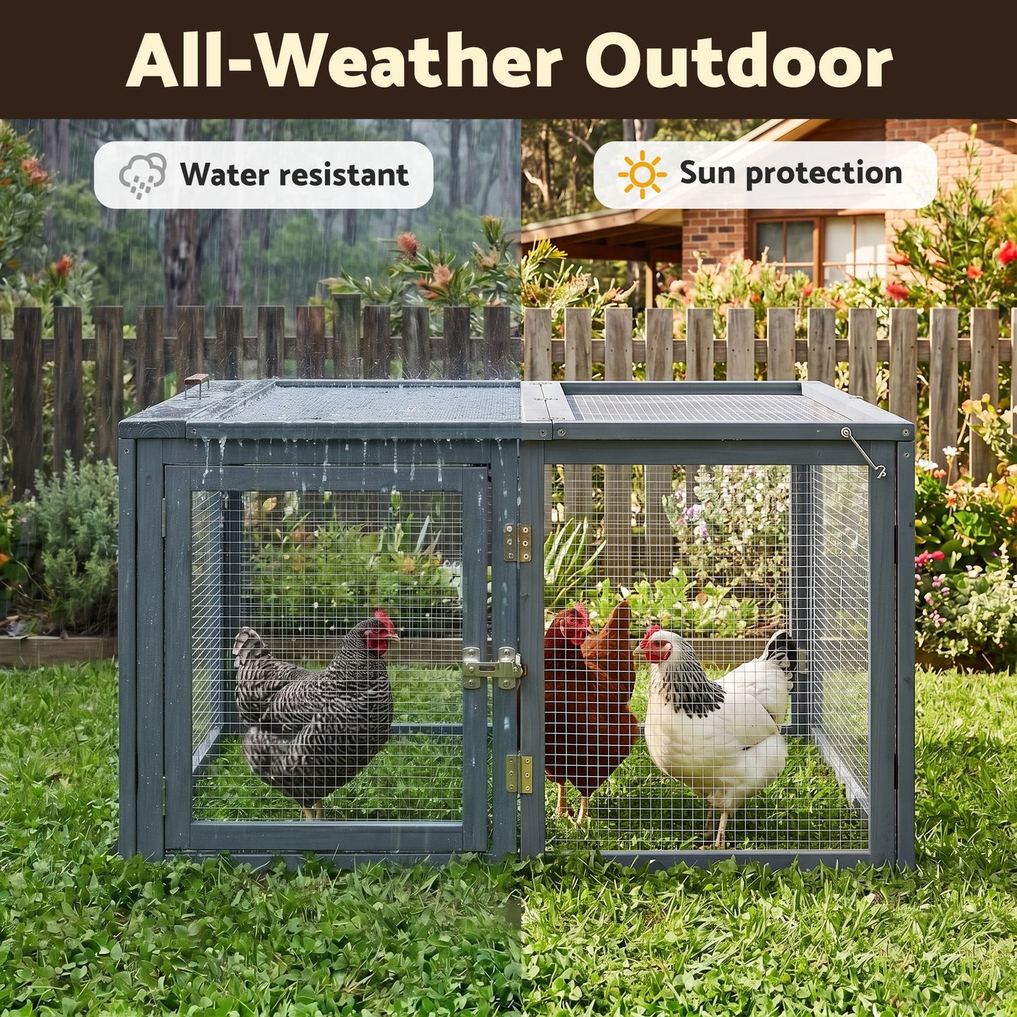 i.Pet Chicken Coop Large Portable Wooden Rabbit Run Cage Hutch Outdoor Folding Hen House 110cm - view 5