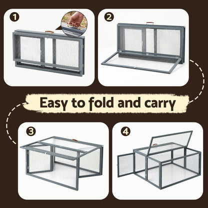 i.Pet Chicken Coop Large Portable Wooden Rabbit Run Cage Hutch Outdoor Folding Hen House 110cm - view 6
