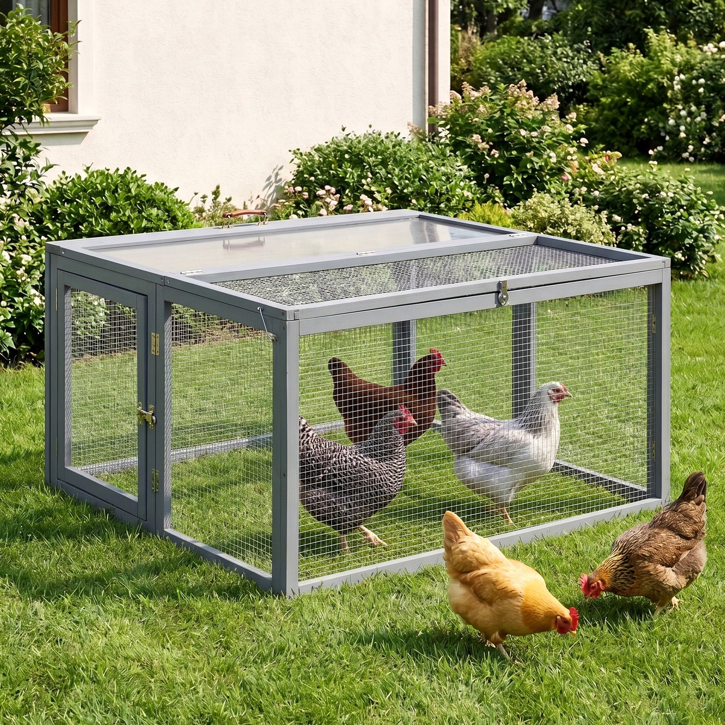 i.Pet Chicken Coop Large Portable Wooden Rabbit Run Cage Hutch Outdoor Folding Hen House 110cm - view 8