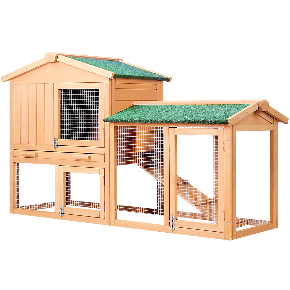 i.Pet Chicken Coop Rabbit Hutch 138cm x 44cm x 85cm Large Chicken Coop House Run Cage Wooden Outdoor - view 3