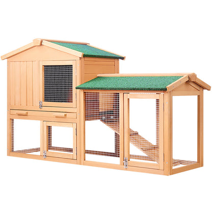 i.Pet Chicken Coop Rabbit Hutch 138cm x 44cm x 85cm Large Chicken Coop House Run Cage Wooden Outdoor - view 3