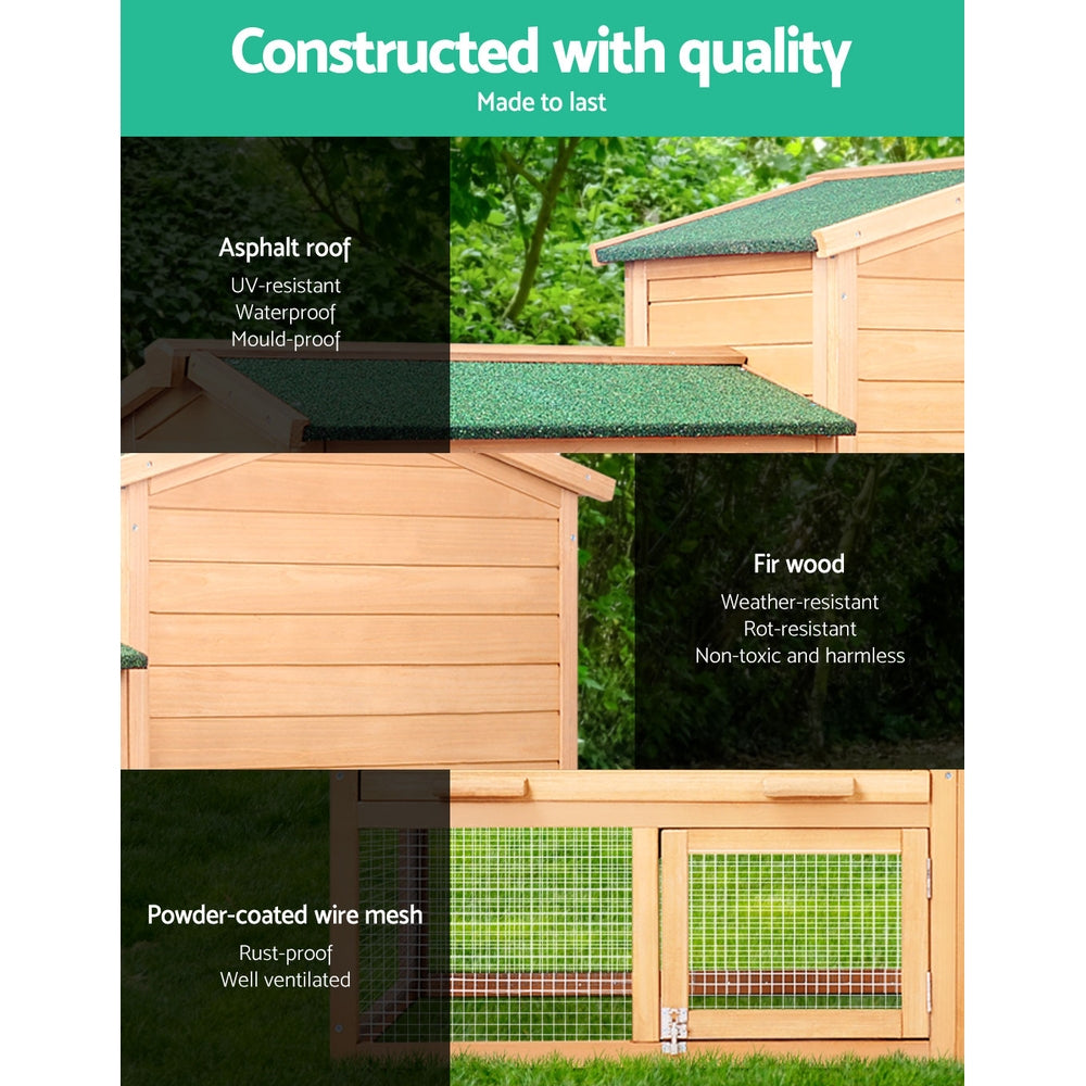 i.Pet Chicken Coop Rabbit Hutch 138cm x 44cm x 85cm Large Chicken Coop House Run Cage Wooden Outdoor - view 4