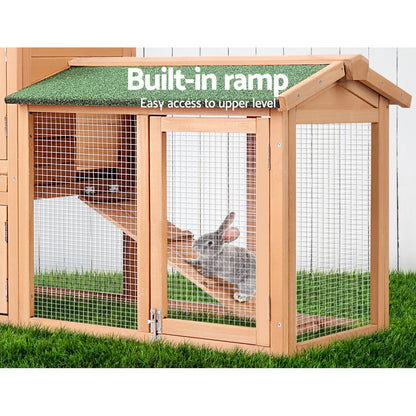 i.Pet Chicken Coop Rabbit Hutch 138cm x 44cm x 85cm Large Chicken Coop House Run Cage Wooden Outdoor - view 6