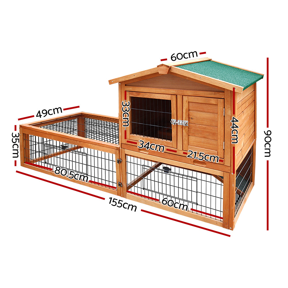 i.Pet Chicken Coop Rabbit Hutch 155cm x 49cm x 90cm Large Chicken Coop Wooden Run Cage House Outdoor - view 2