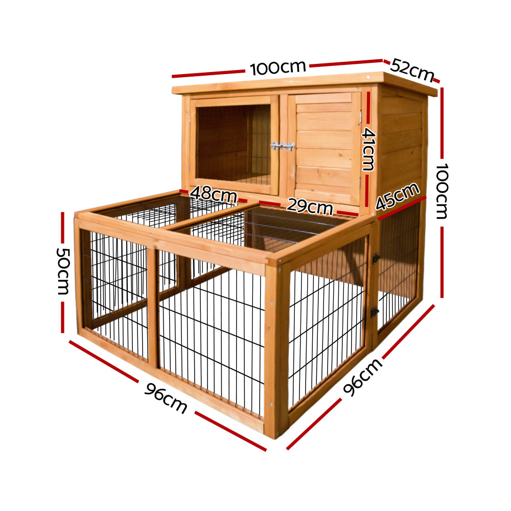 i.Pet Chicken Coop Rabbit Hutch 96cm x 96cm x 100cm Large Chicken Coop Run Wooden Cage Outdoor House - view 2