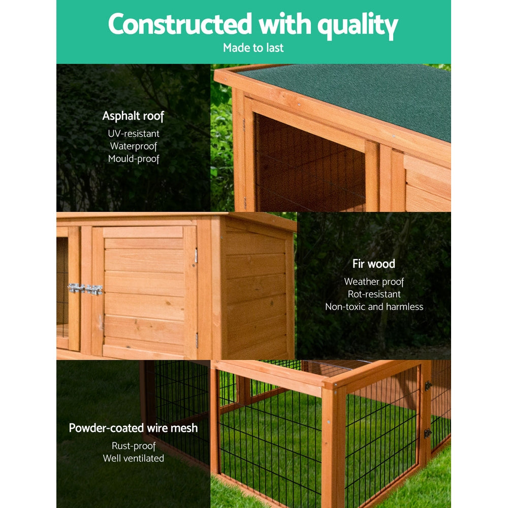 i.Pet Chicken Coop Rabbit Hutch 96cm x 96cm x 100cm Large Chicken Coop Run Wooden Cage Outdoor House - view 4
