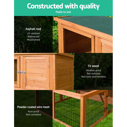 i.Pet Chicken Coop Rabbit Hutch 96cm x 96cm x 100cm Large Chicken Coop Run Wooden Cage Outdoor House - view 4