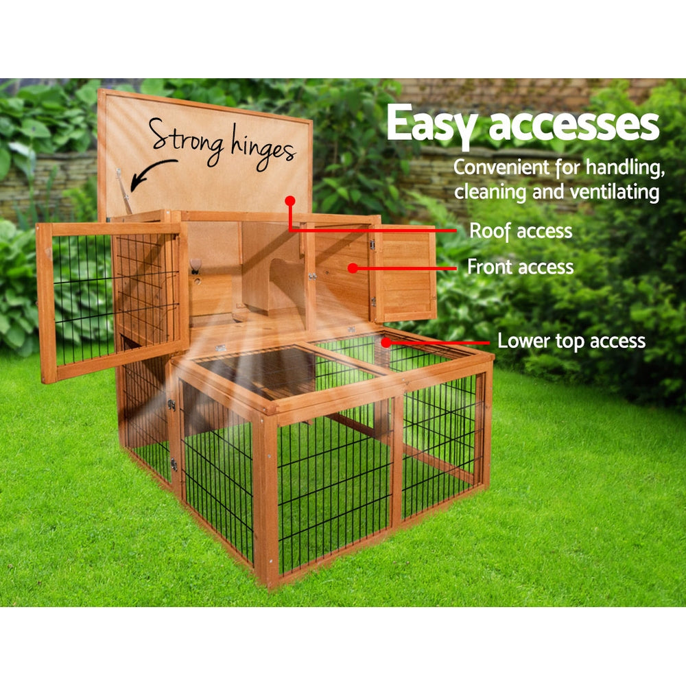 i.Pet Chicken Coop Rabbit Hutch 96cm x 96cm x 100cm Large Chicken Coop Run Wooden Cage Outdoor House - view 5