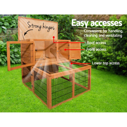 i.Pet Chicken Coop Rabbit Hutch 96cm x 96cm x 100cm Large Chicken Coop Run Wooden Cage Outdoor House - view 5