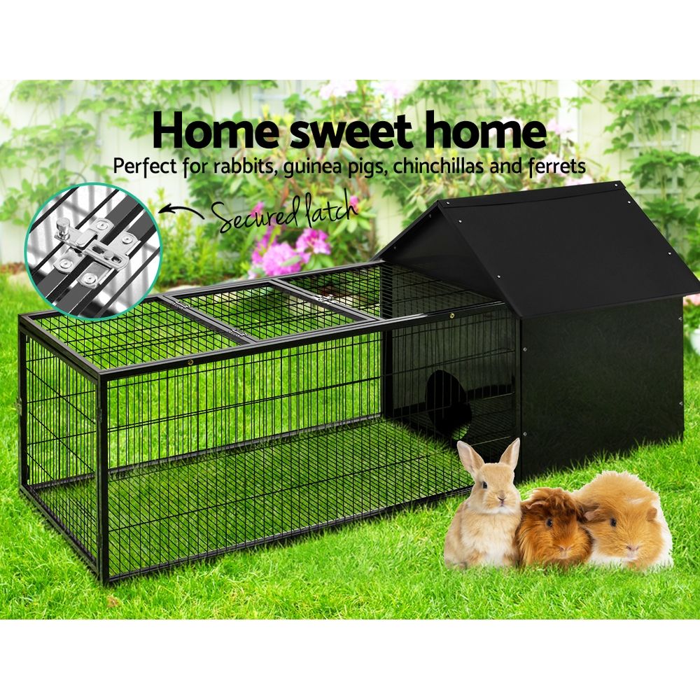 i.Pet Rabbit Cage Hutch 162x60cm Enclosure Metal - view 3