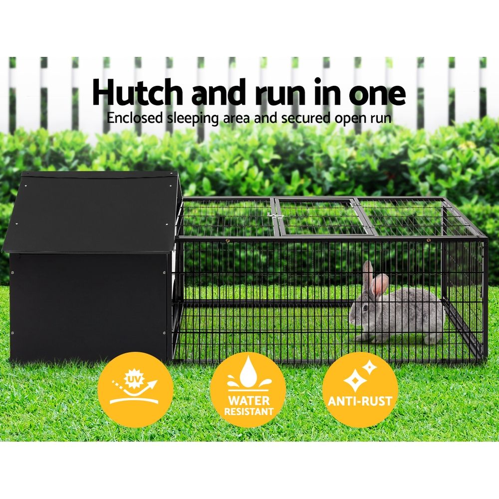 i.Pet Rabbit Cage Hutch 162x60cm Enclosure Metal - view 4