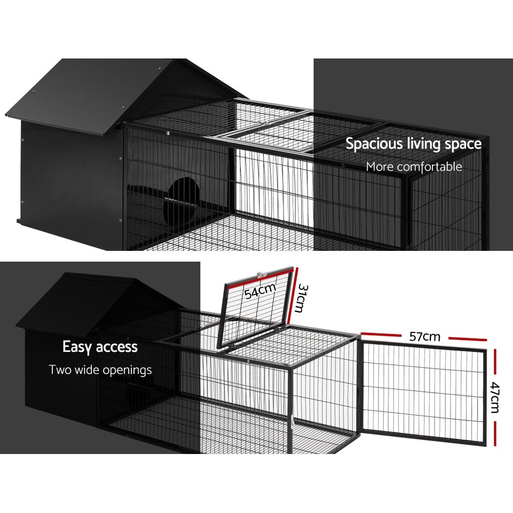 i.Pet Rabbit Cage Hutch 162x60cm Enclosure Metal - view 5