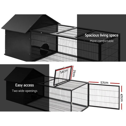 i.Pet Rabbit Cage Hutch 162x60cm Enclosure Metal - view 5