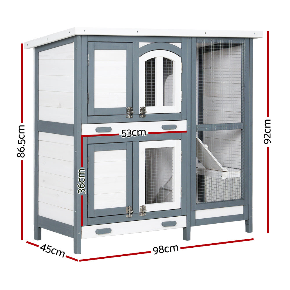 i.Pet Rabbit Hutch Chicken Coop 98cm x 45cm x 92cm Chicken Coop Large Wooden House Run Cage Outdoor - view 2