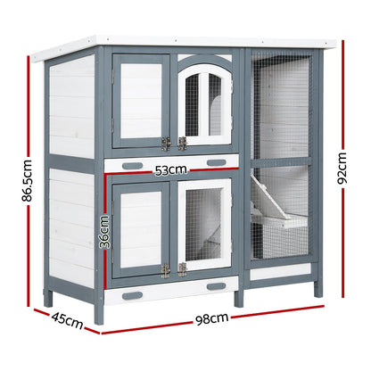 i.Pet Rabbit Hutch Chicken Coop 98cm x 45cm x 92cm Chicken Coop Large Wooden House Run Cage Outdoor - view 2