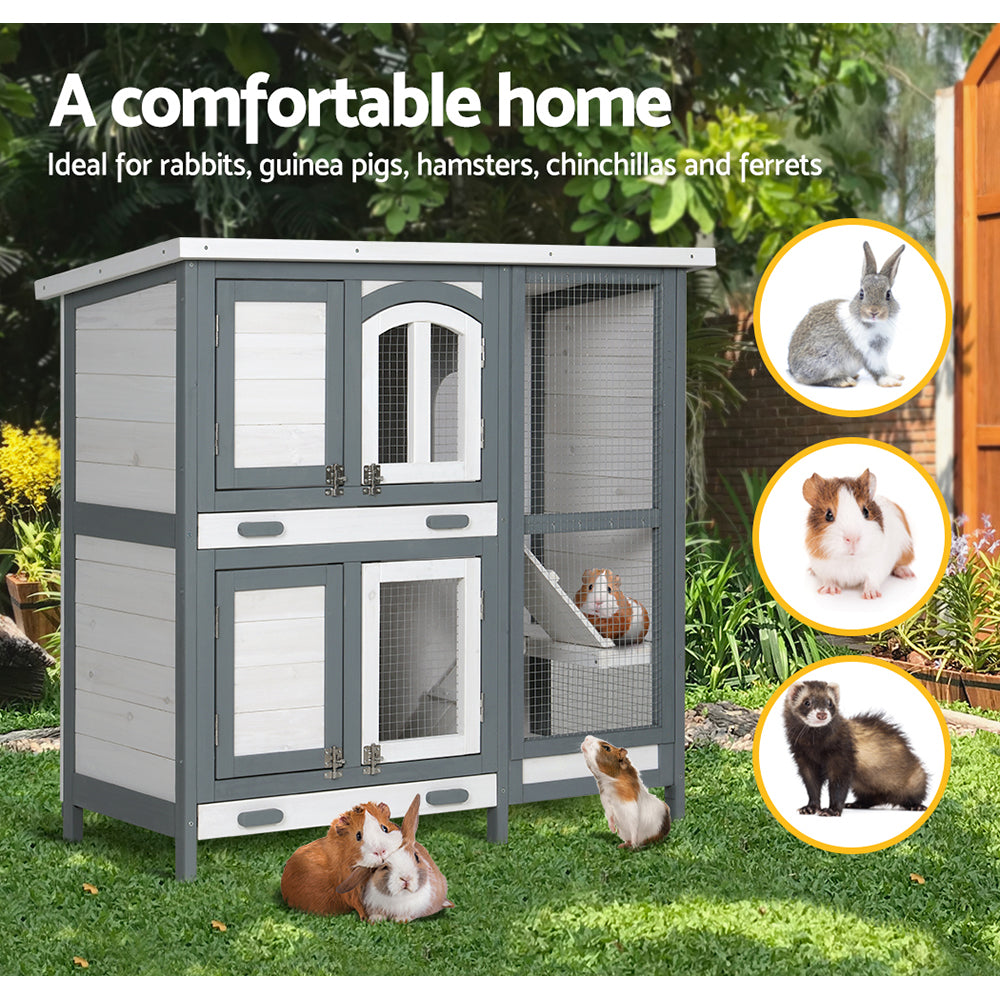 i.Pet Rabbit Hutch Chicken Coop 98cm x 45cm x 92cm Chicken Coop Large Wooden House Run Cage Outdoor - view 4