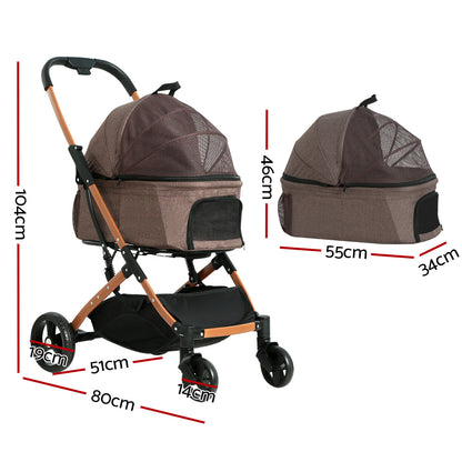 i.Pet Pet Stroller Dog Pram Large Cat Carrier Travel Foldable 4 Wheels Pushchair Double - view 2