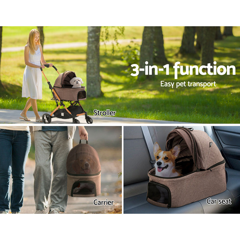 i.Pet Pet Stroller Dog Pram Large Cat Carrier Travel Foldable 4 Wheels Pushchair Double - view 5