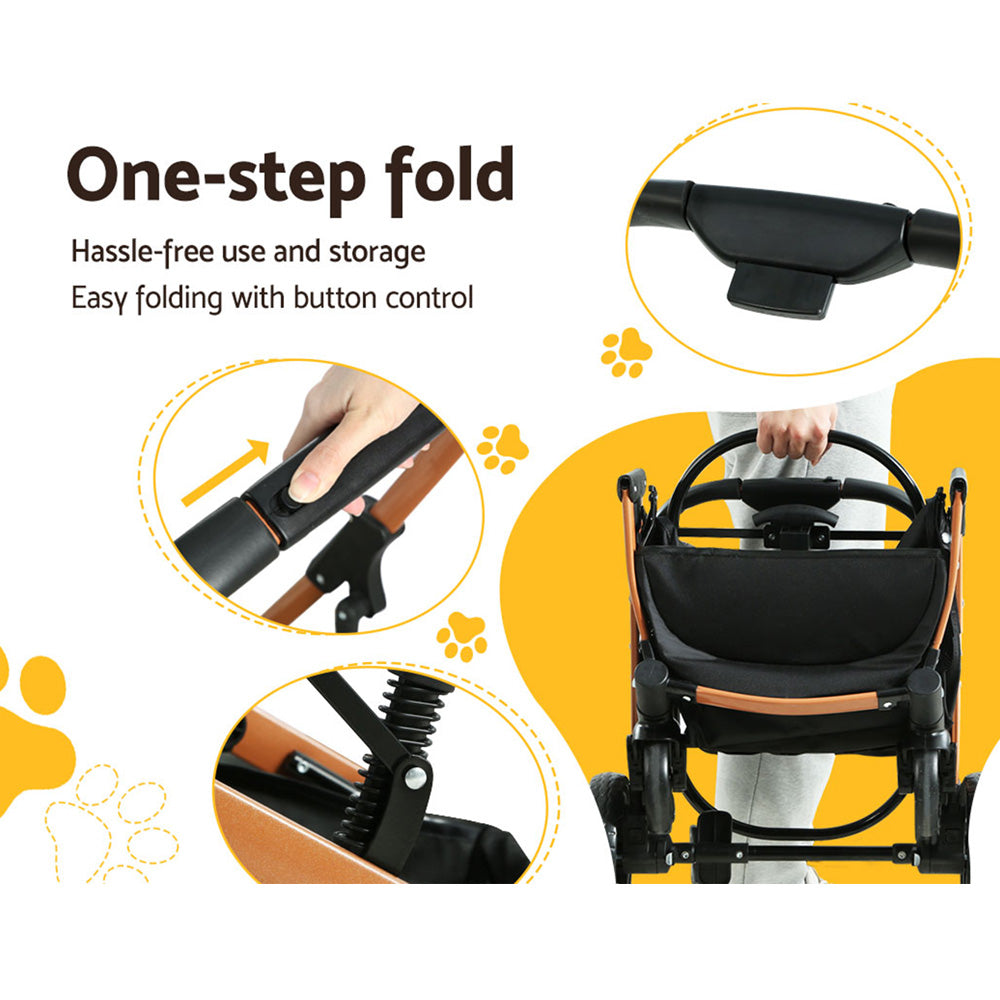 i.Pet Pet Stroller Dog Pram Large Cat Carrier Travel Foldable 4 Wheels Pushchair Double - view 6