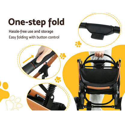 i.Pet Pet Stroller Dog Pram Large Cat Carrier Travel Foldable 4 Wheels Pushchair Double - view 6