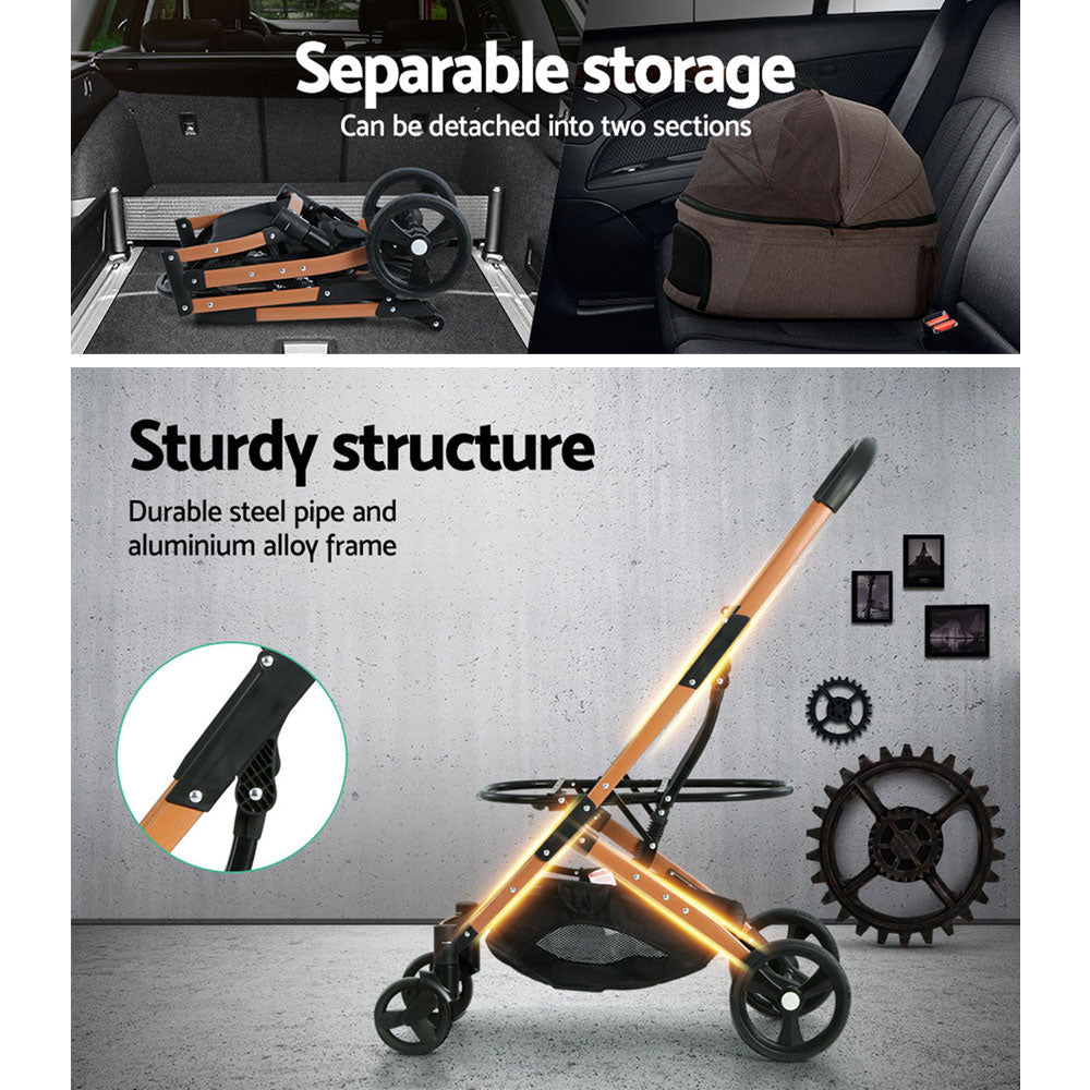 i.Pet Pet Stroller Dog Pram Large Cat Carrier Travel Foldable 4 Wheels Pushchair Double - view 7