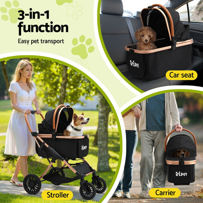 i.Pet Pet Dog Stroller Pram Large Cat Carrier Travel Pushchair Foldable 4 Wheels - view 2