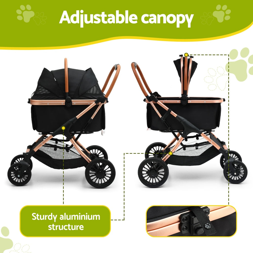i.Pet Pet Dog Stroller Pram Large Cat Carrier Travel Pushchair Foldable 4 Wheels - view 4
