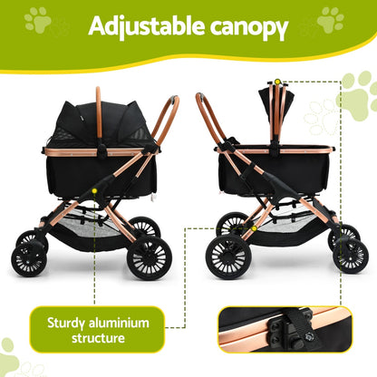 i.Pet Pet Dog Stroller Pram Large Cat Carrier Travel Pushchair Foldable 4 Wheels - view 4