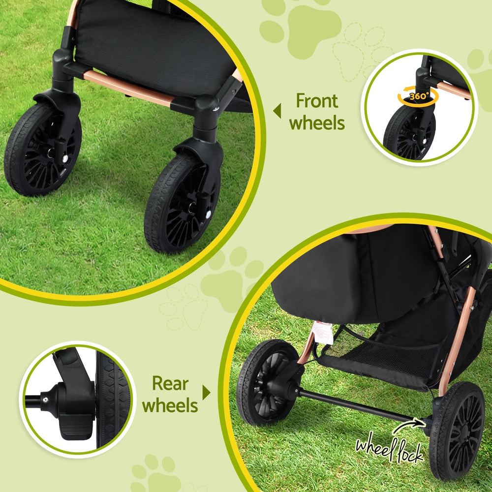 i.Pet Pet Dog Stroller Pram Large Cat Carrier Travel Pushchair Foldable 4 Wheels - view 5
