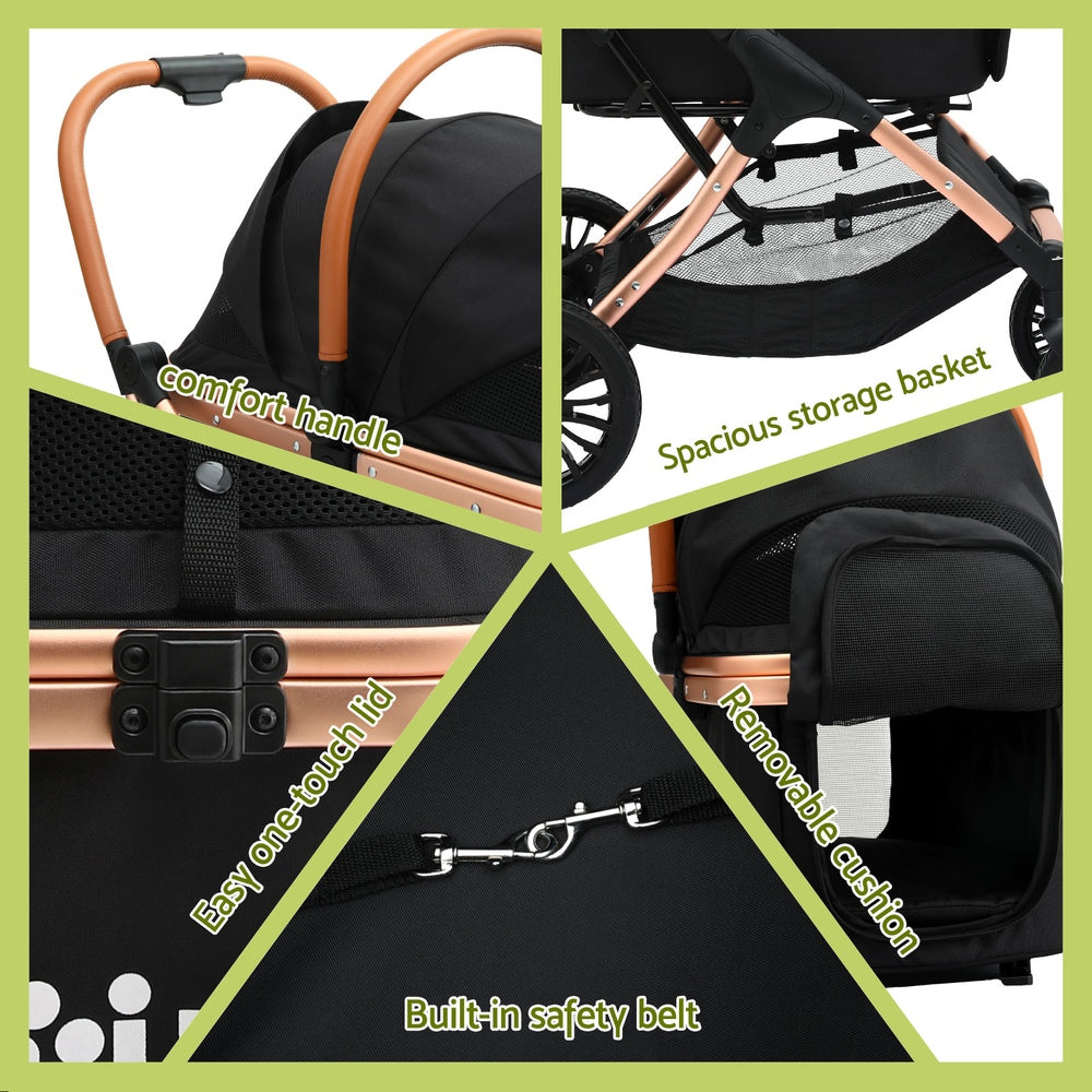 i.Pet Pet Dog Stroller Pram Large Cat Carrier Travel Pushchair Foldable 4 Wheels - view 6