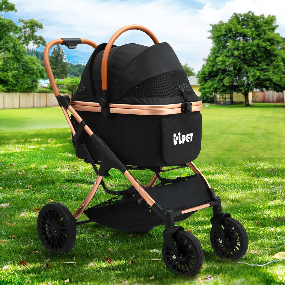 i.Pet Pet Dog Stroller Pram Large Cat Carrier Travel Pushchair Foldable 4 Wheels - view 7