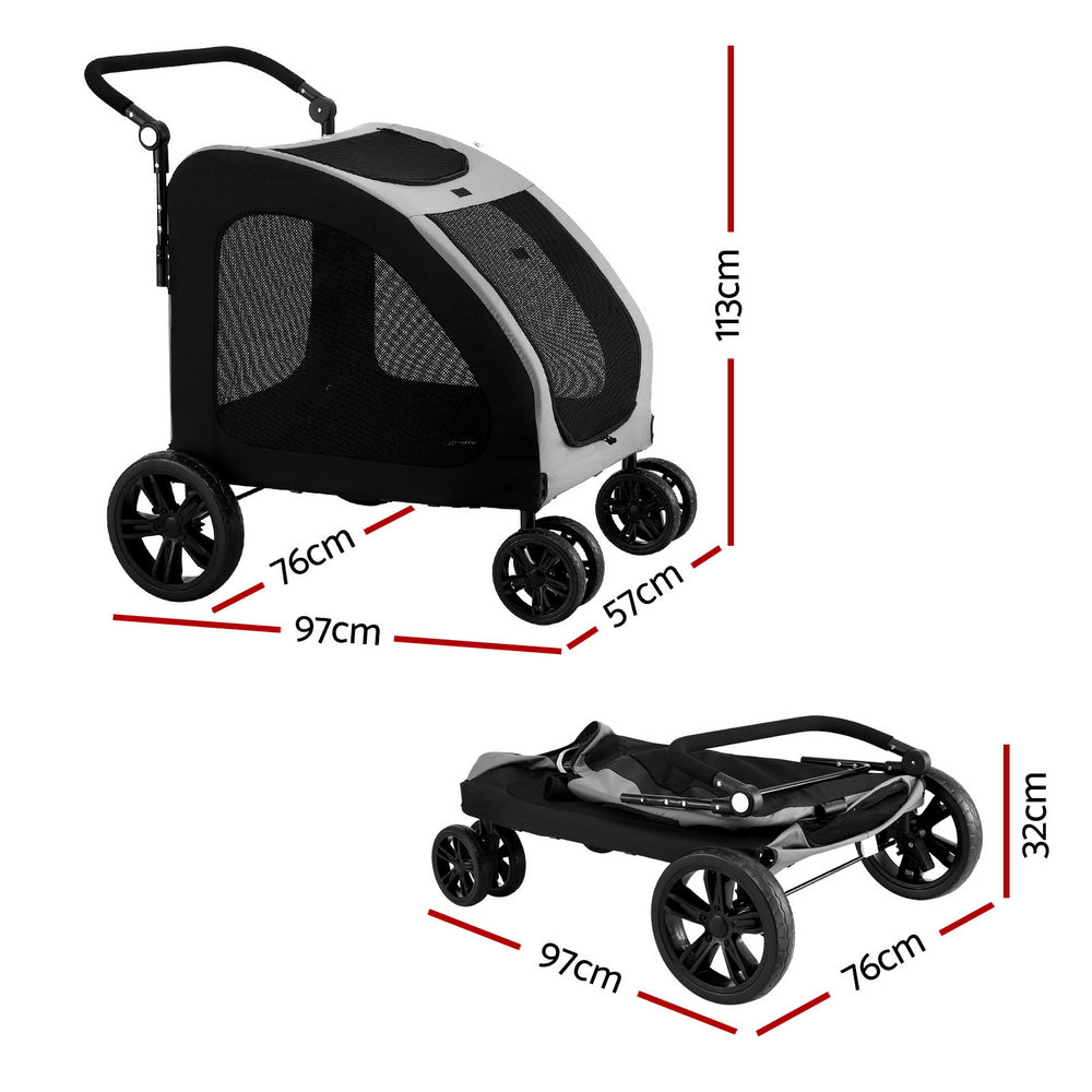 i.Pet Pet Stroller Dog Pram Large Carrier Cat Travel Foldable Strollers 4 Wheels Trolley - view 3