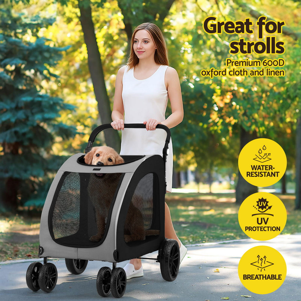 i.Pet Pet Stroller Dog Pram Large Carrier Cat Travel Foldable Strollers 4 Wheels Trolley - view 4