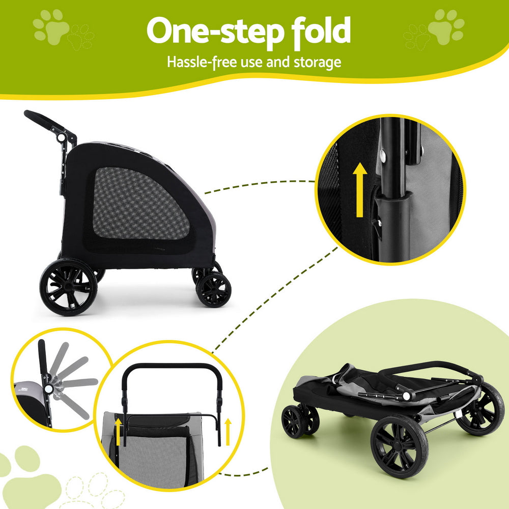 i.Pet Pet Stroller Dog Pram Large Carrier Cat Travel Foldable Strollers 4 Wheels Trolley - view 5