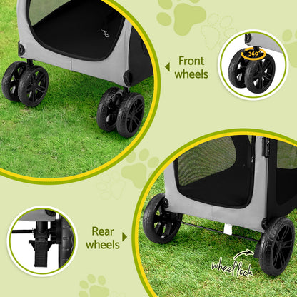 i.Pet Pet Stroller Dog Pram Large Carrier Cat Travel Foldable Strollers 4 Wheels Trolley - view 7