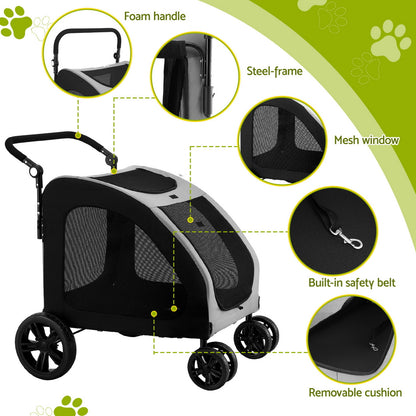 i.Pet Pet Stroller Dog Pram Large Carrier Cat Travel Foldable Strollers 4 Wheels Trolley - view 8