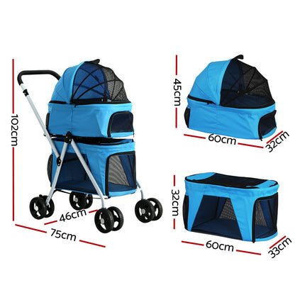 i.Pet Pet Stroller Dog Pram Large Cat Carrier Travel Foldable 4 Wheels Double - view 2