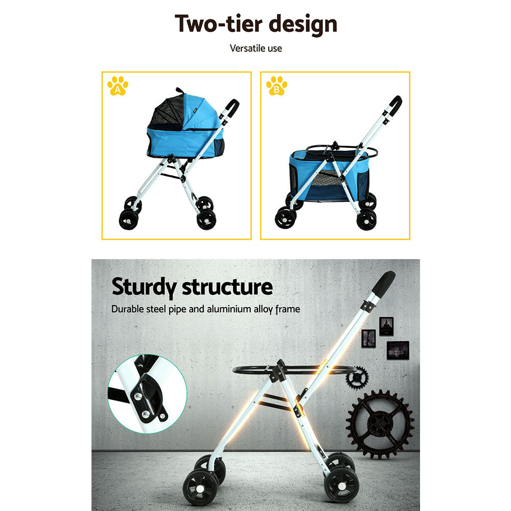 i.Pet Pet Stroller Dog Pram Large Cat Carrier Travel Foldable 4 Wheels Double - view 5