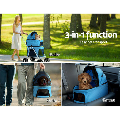 i.Pet Pet Stroller Dog Pram Large Cat Carrier Travel Foldable 4 Wheels Double - view 6