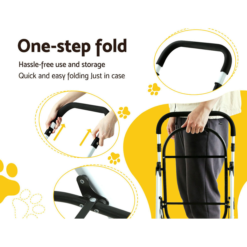 i.Pet Pet Stroller Dog Pram Large Cat Carrier Travel Foldable 4 Wheels Double - view 7