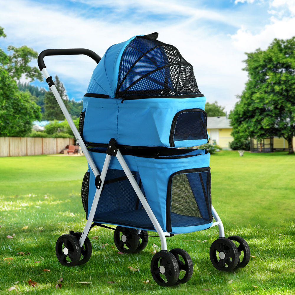 i.Pet Pet Stroller Dog Pram Large Cat Carrier Travel Foldable 4 Wheels Double - view 8