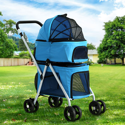 i.Pet Pet Stroller Dog Pram Large Cat Carrier Travel Foldable 4 Wheels Double - view 8