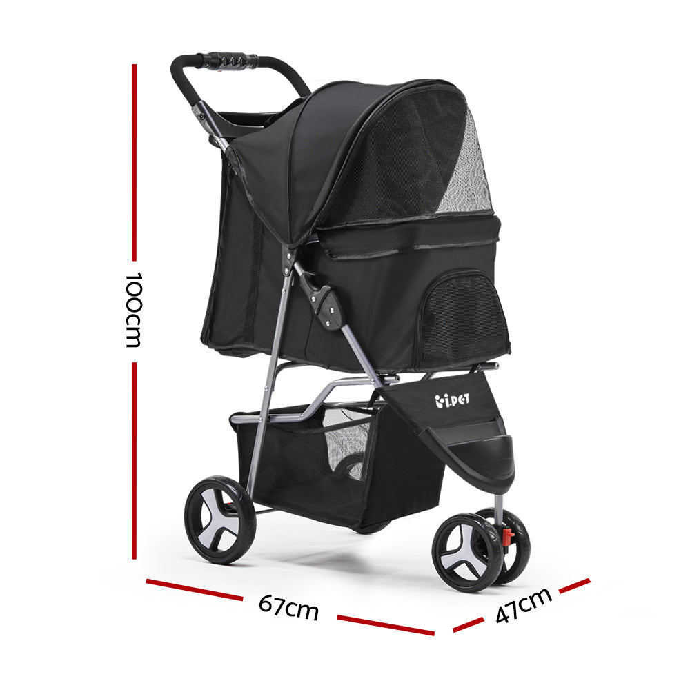 i.Pet Pet Stroller Dog Pram Cat Carrier Large Travel Pushchair Foldable 3 Wheels - view 2