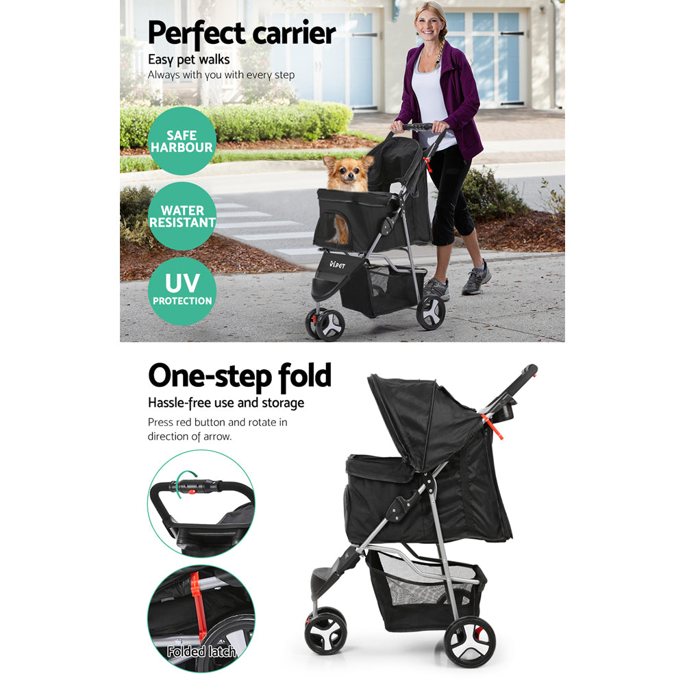 i.Pet Pet Stroller Dog Pram Cat Carrier Large Travel Pushchair Foldable 3 Wheels - view 4