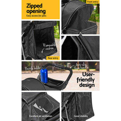 i.Pet Pet Stroller Dog Pram Cat Carrier Large Travel Pushchair Foldable 3 Wheels - view 5