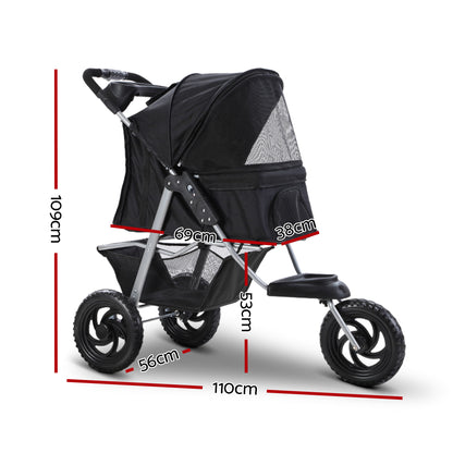 i.Pet Pet Stroller Dog Pram Large Cat Carrier Travel 3 Wheels Foldable Pushchair - view 2